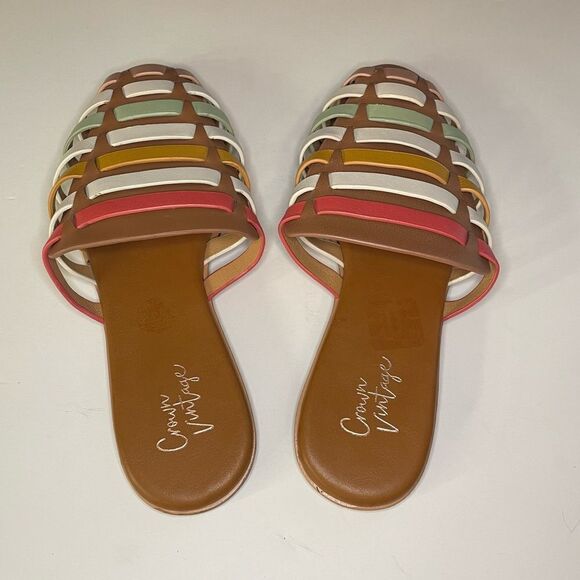 Crown Vintage Multi Color Slip On Sandals size 6.5 - Picture 6 of 8